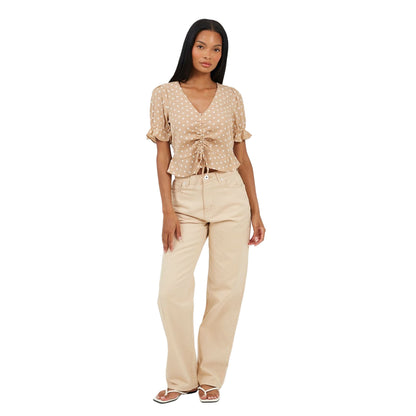 Sand - Lifestyle - Brave Soul Womens-Ladies Para Mid Rise Straight Leg Jeans