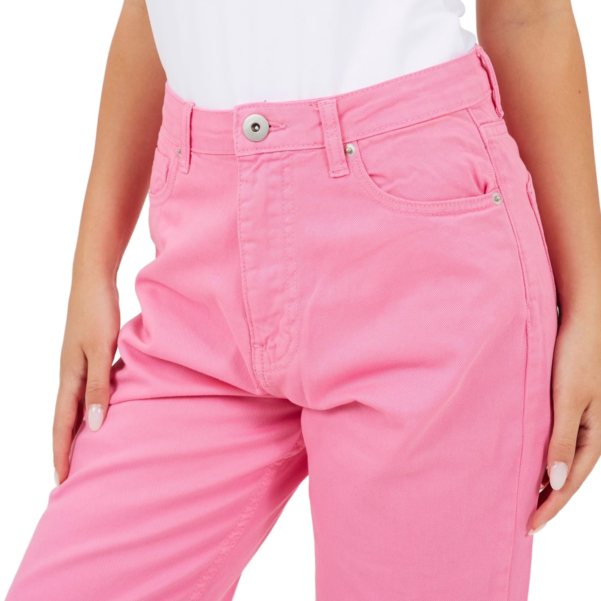 Fuchsia - Side - Brave Soul Womens-Ladies Para Mid Rise Straight Leg Jeans