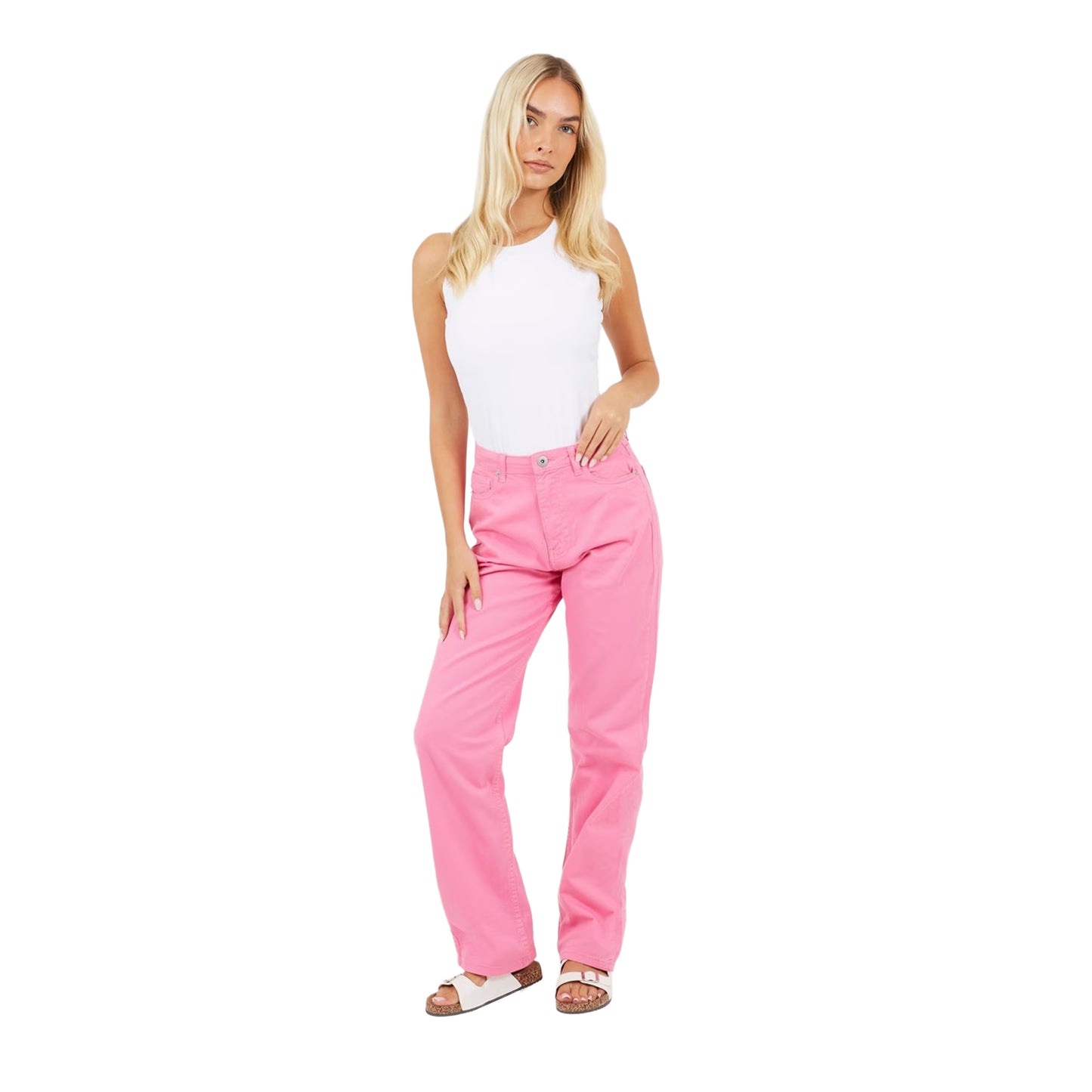 Fuchsia - Lifestyle - Brave Soul Womens-Ladies Para Mid Rise Straight Leg Jeans
