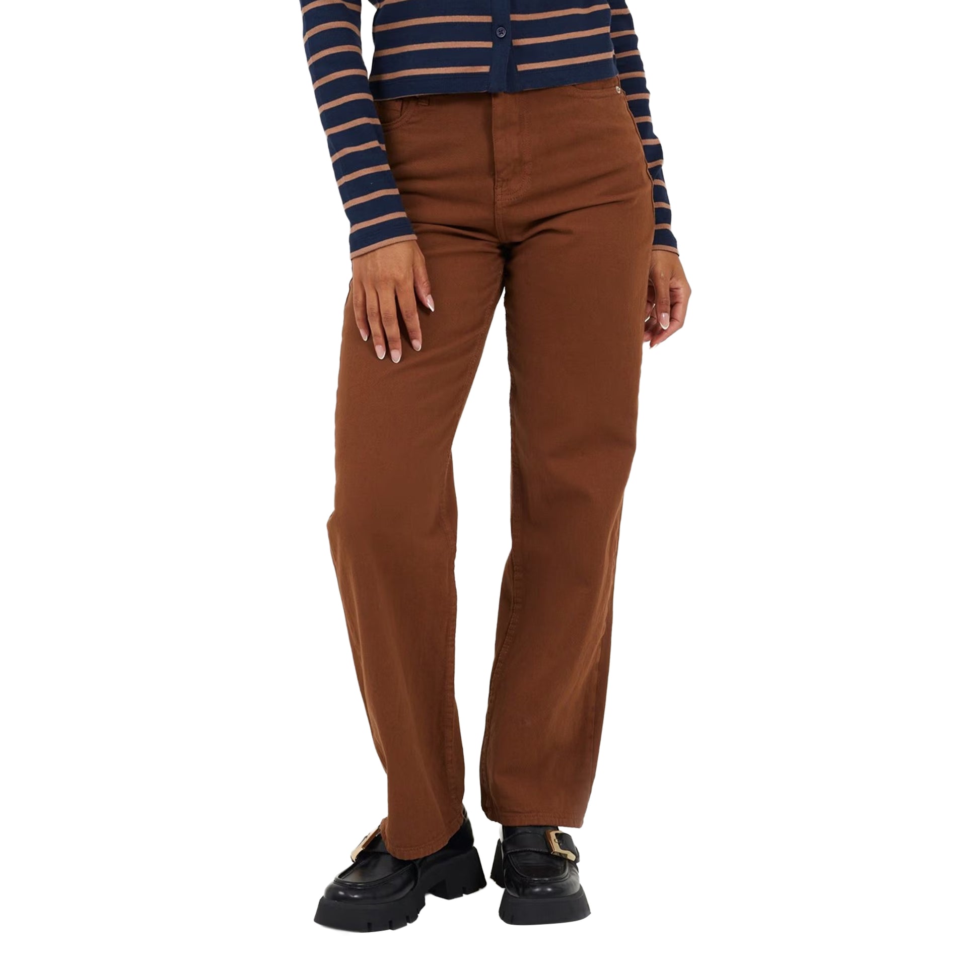 Pale Brown - Front - Brave Soul Womens-Ladies Para Mid Rise Straight Leg Jeans