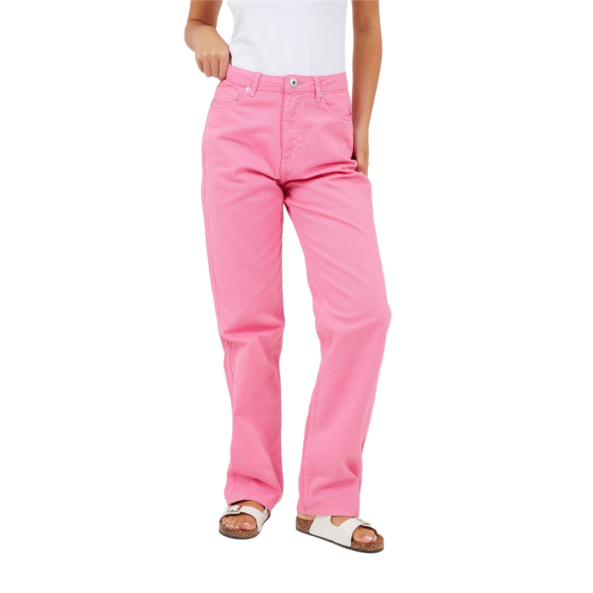 Fuchsia - Front - Brave Soul Womens-Ladies Para Mid Rise Straight Leg Jeans