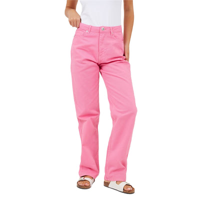 Fuchsia - Front - Brave Soul Womens-Ladies Para Mid Rise Straight Leg Jeans