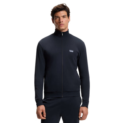 Dark Blue - Back - Boss Mens Zip Neck Long Pyjama Set