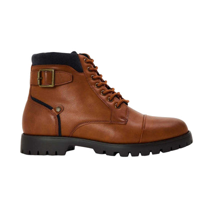 Brown - Front - Original Penguin Mens Plain Leather Combat Boots