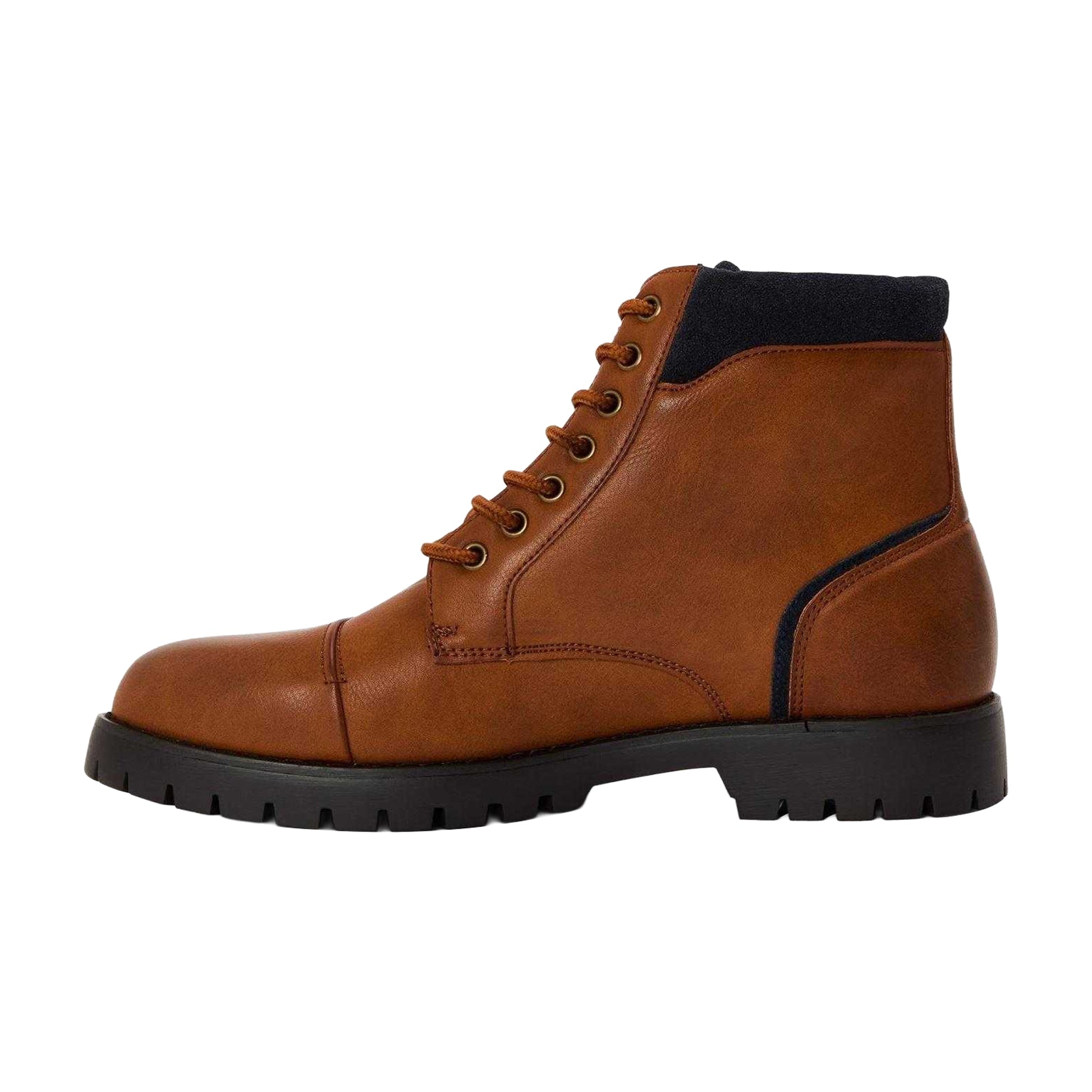 Brown - Back - Original Penguin Mens Plain Leather Combat Boots