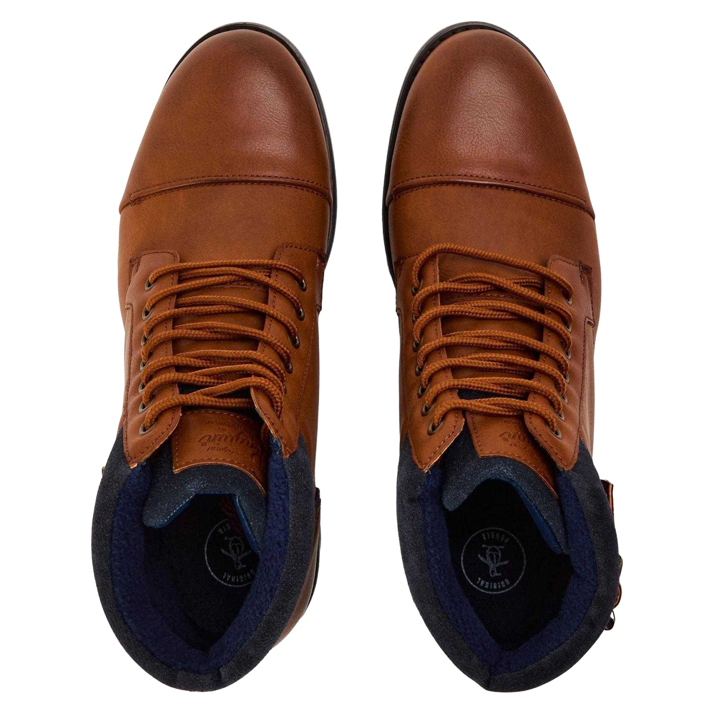Brown - Lifestyle - Original Penguin Mens Plain Leather Combat Boots