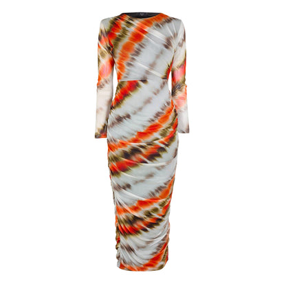 Cream - Front - AX Paris Womens-Ladies Abstract Mesh Bodycon Dress