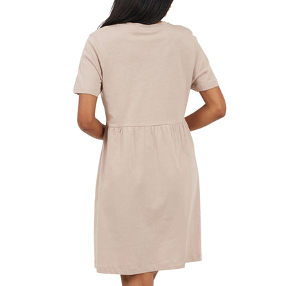 Mushroom - Back - Brave Soul Womens-Ladies Cotton Crew Neck Short-Sleeved Mini Dress