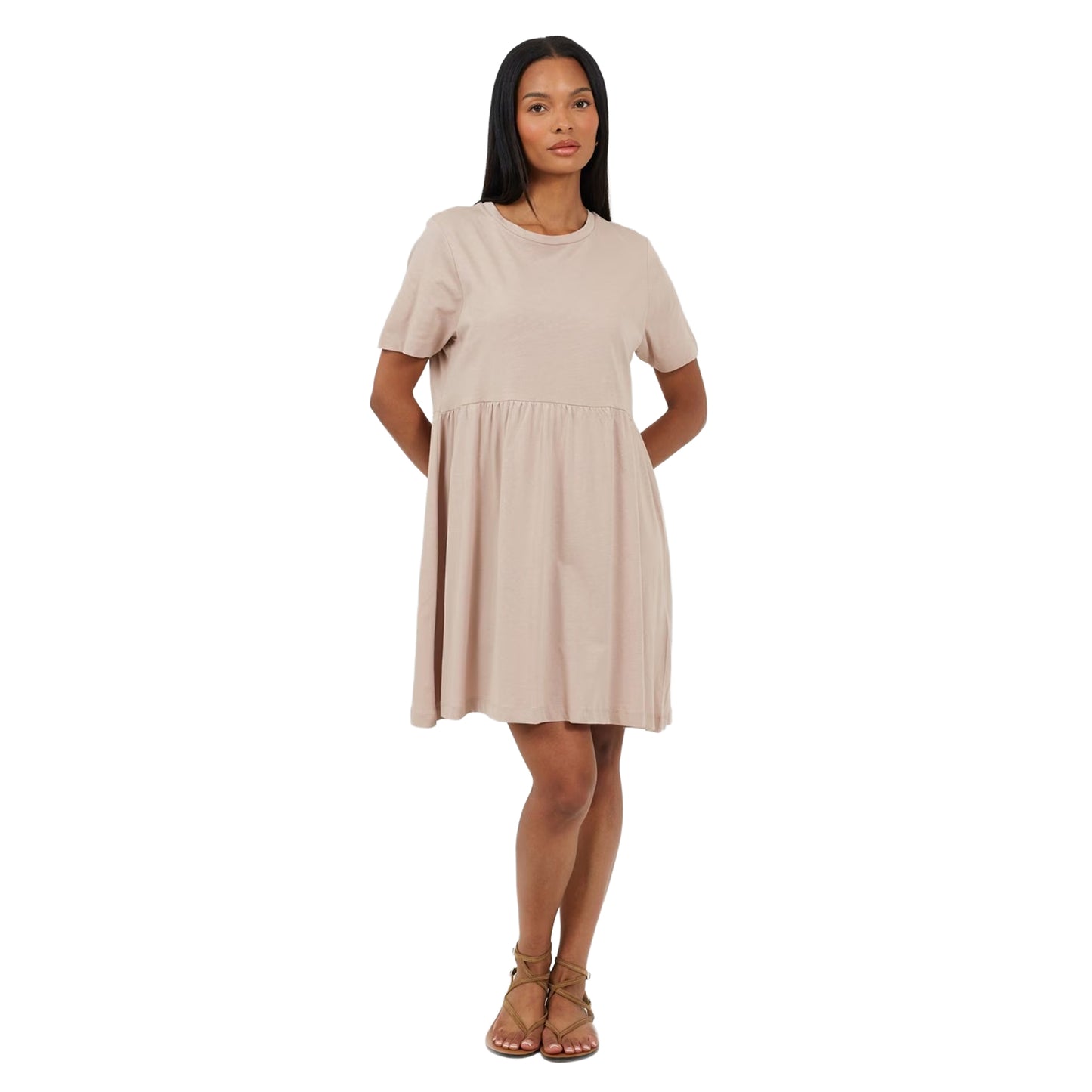 Mushroom - Side - Brave Soul Womens-Ladies Cotton Crew Neck Short-Sleeved Mini Dress