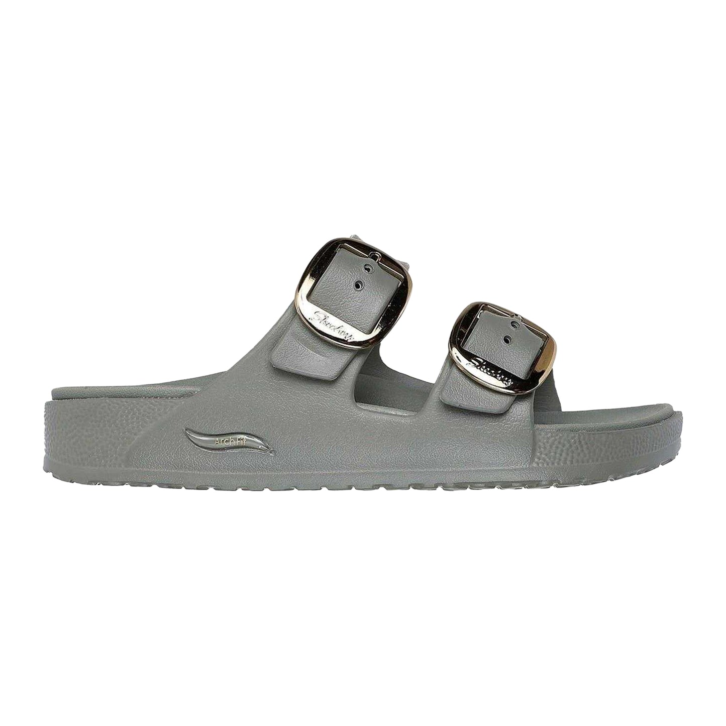 Green - Side - Skechers Womens-Ladies Foamies Double Strap Flat Sandals