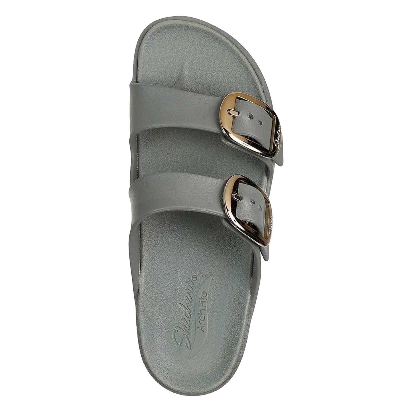 Green - Pack Shot - Skechers Womens-Ladies Foamies Double Strap Flat Sandals