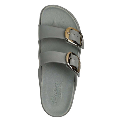 Green - Pack Shot - Skechers Womens-Ladies Foamies Double Strap Flat Sandals