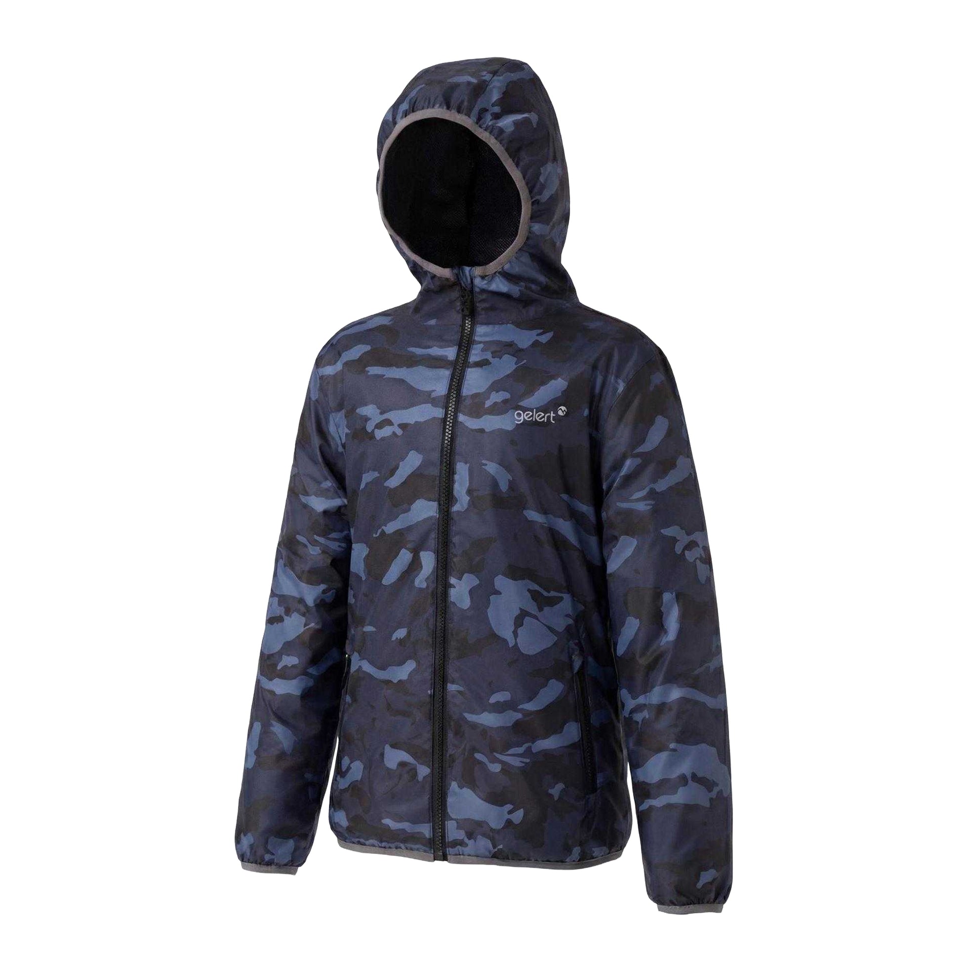 Blue-Black - Side - Gelert Childrens-Kids Camo Waterproof Jacket