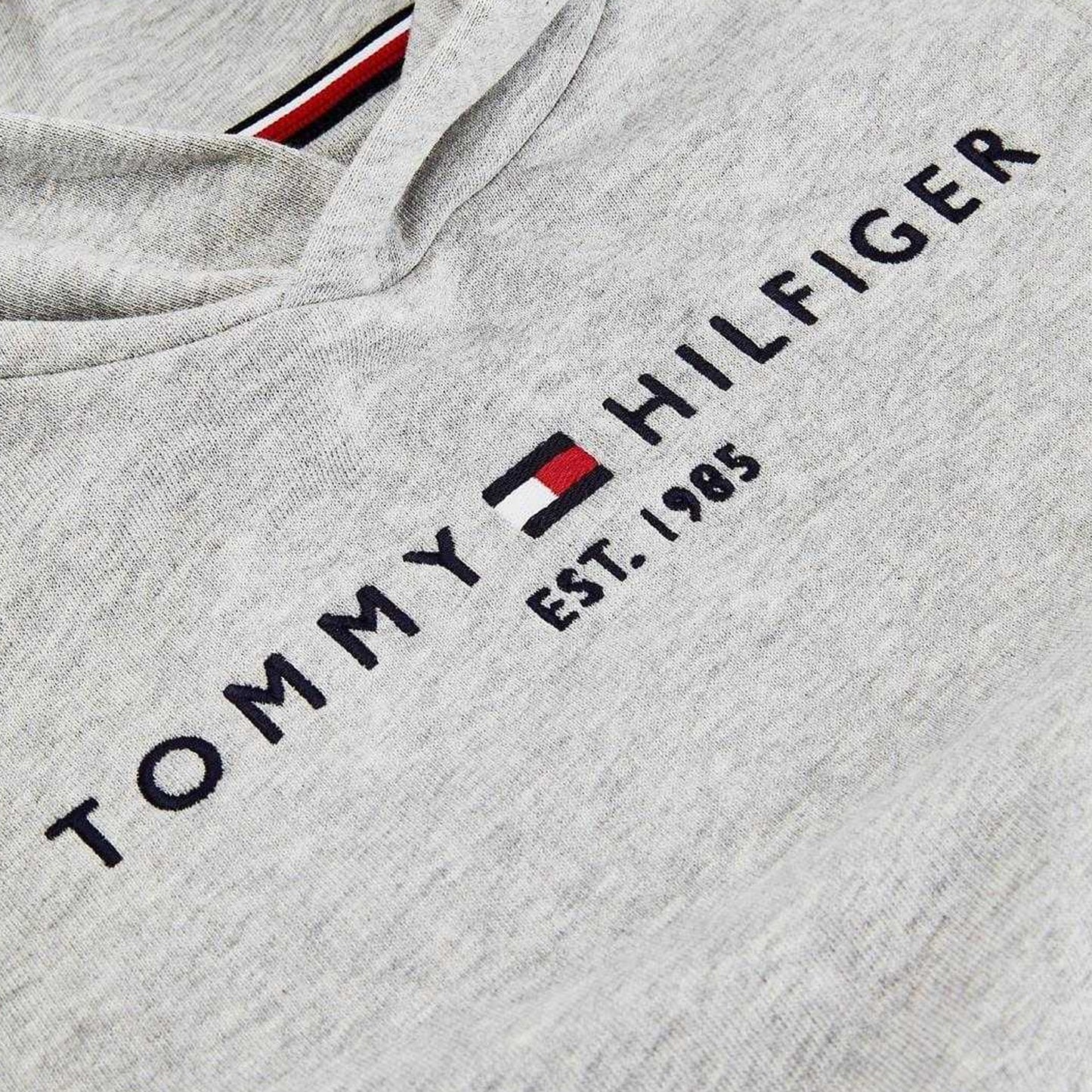 Light Grey - Side - Tommy Hilfiger Boys Embroidered Logo Cotton Hoodie