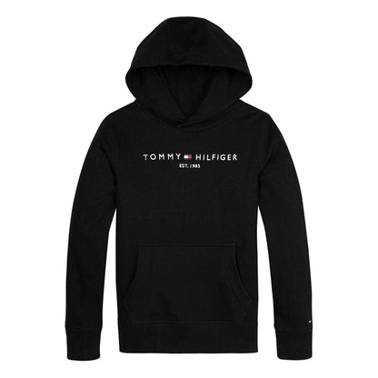 Black - Front - Tommy Hilfiger Boys Embroidered Logo Cotton Hoodie