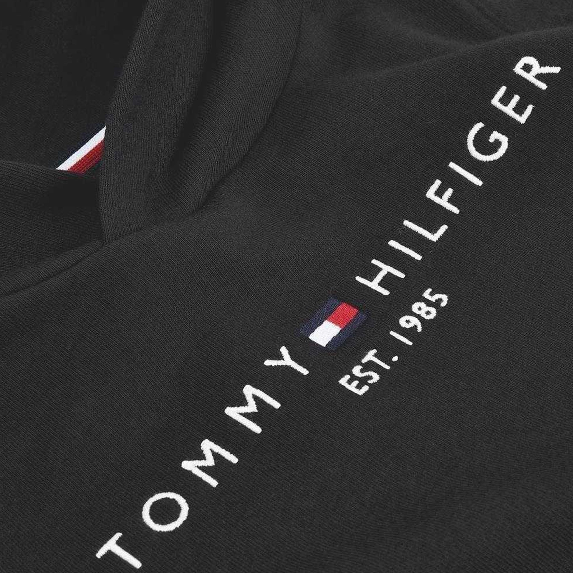 Black - Side - Tommy Hilfiger Boys Embroidered Logo Cotton Hoodie