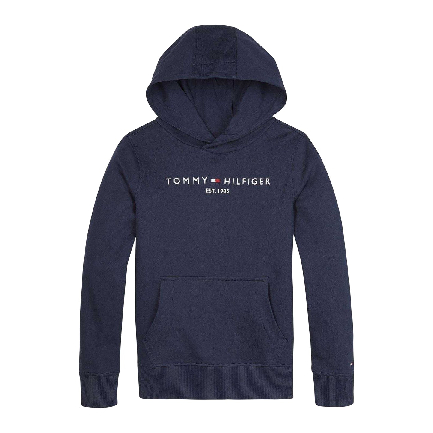 Navy - Front - Tommy Hilfiger Boys Embroidered Logo Cotton Hoodie