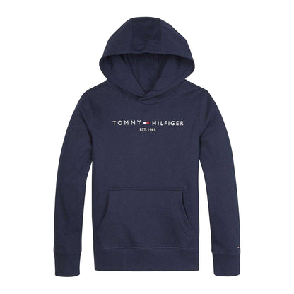 Navy - Front - Tommy Hilfiger Boys Embroidered Logo Cotton Hoodie