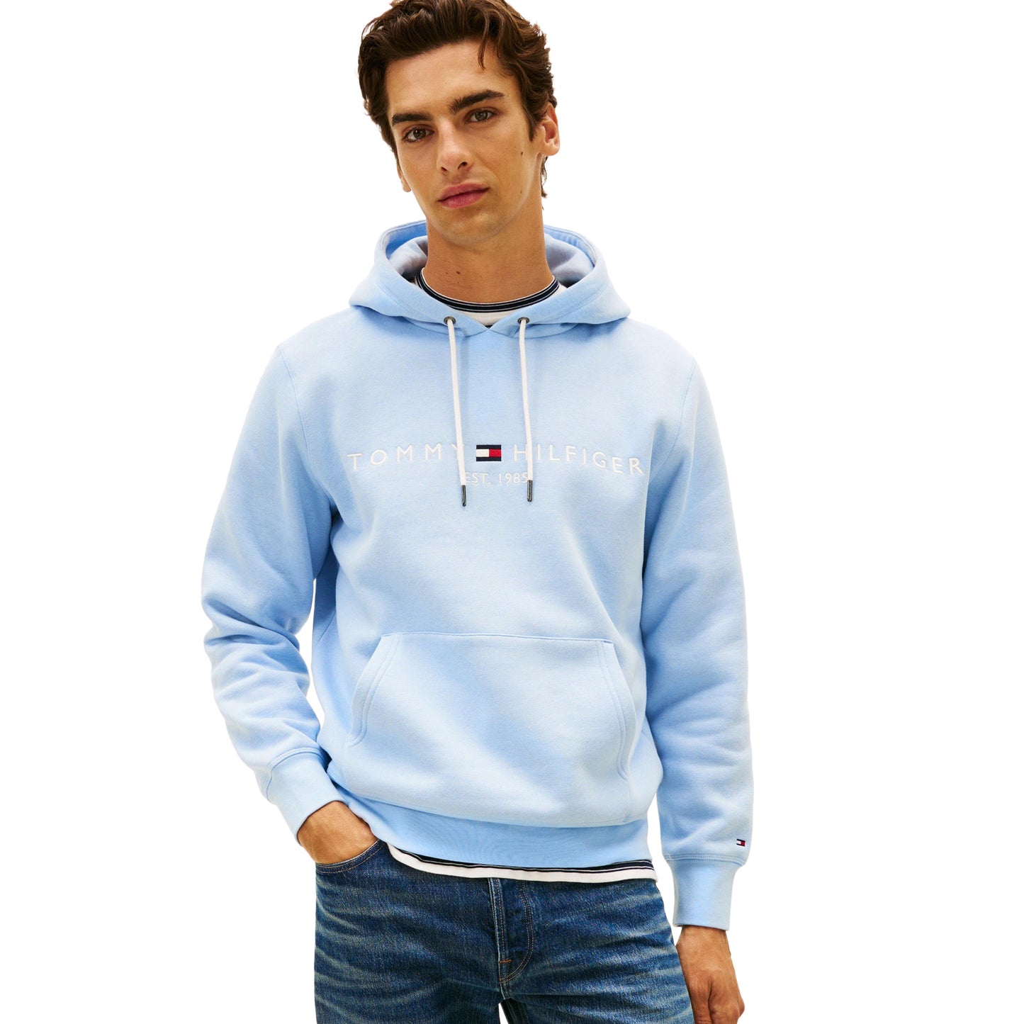 Blue - Side - Tommy Hilfiger Mens Logo Hoodie