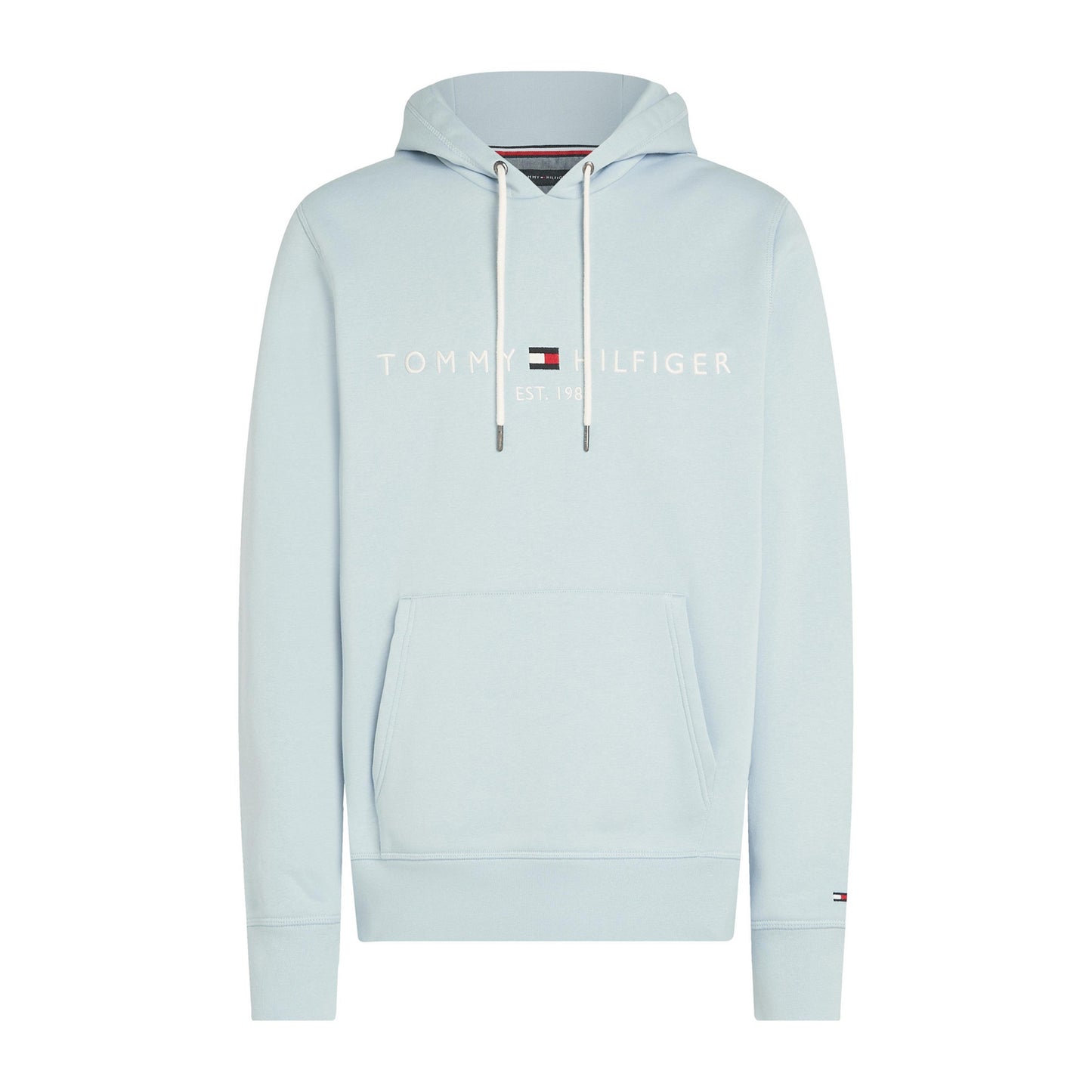 Breezy Blue - Front - Tommy Hilfiger Mens Logo Hoodie
