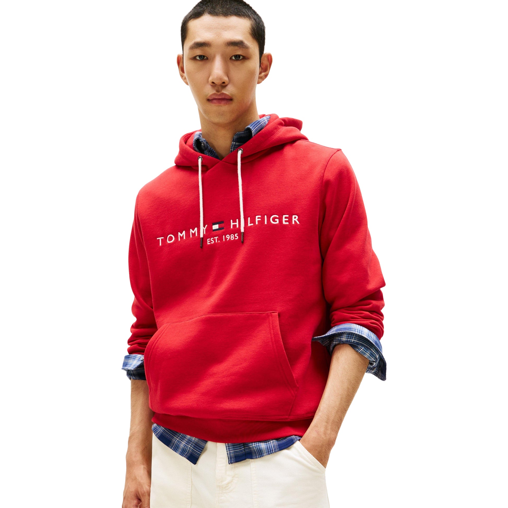 Red - Side - Tommy Hilfiger Mens Logo Hoodie