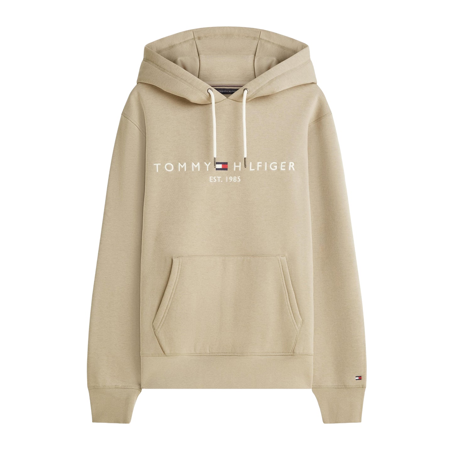 Beige - Front - Tommy Hilfiger Mens Logo Hoodie