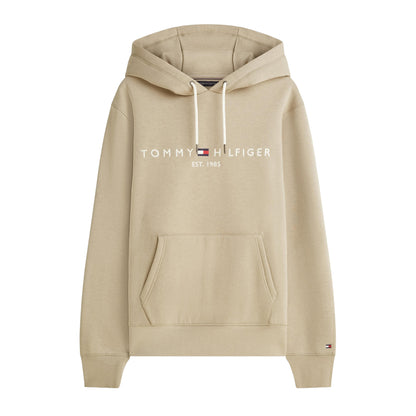 Beige - Front - Tommy Hilfiger Mens Logo Hoodie