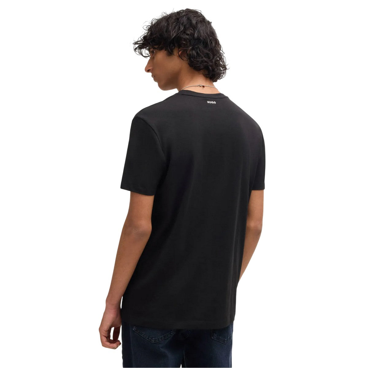 Black - Side - Hugo Boss Mens V Neck Slim T-Shirt (Pack of 2)