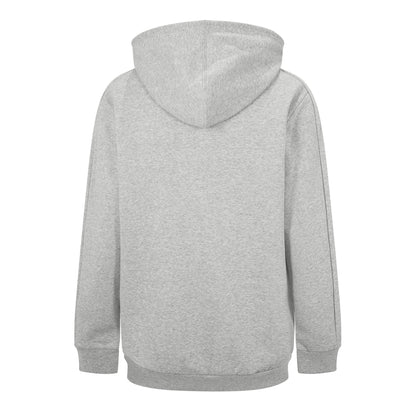 Medium Grey-Black - Back - Adidas Mens 3S Cotton Blend Full Zip Hoodie