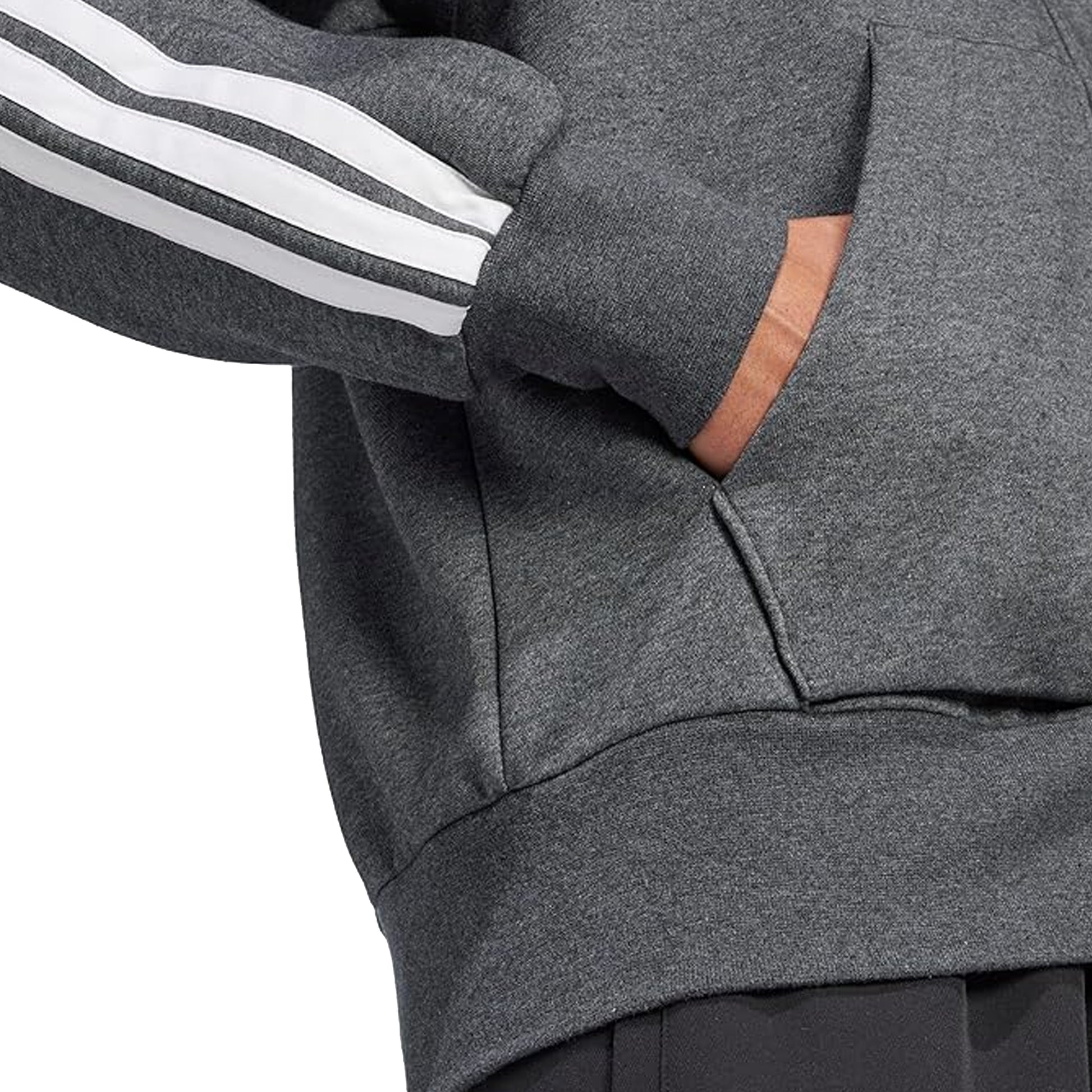 Dark Grey-Black - Pack Shot - Adidas Mens 3S Cotton Blend Full Zip Hoodie