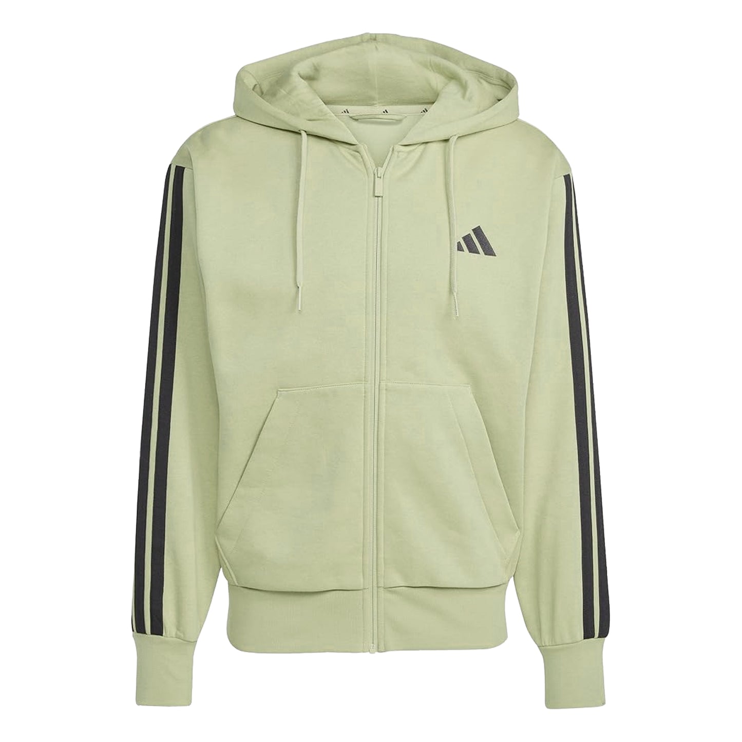 Green - Front - Adidas Mens 3S Cotton Blend Full Zip Hoodie