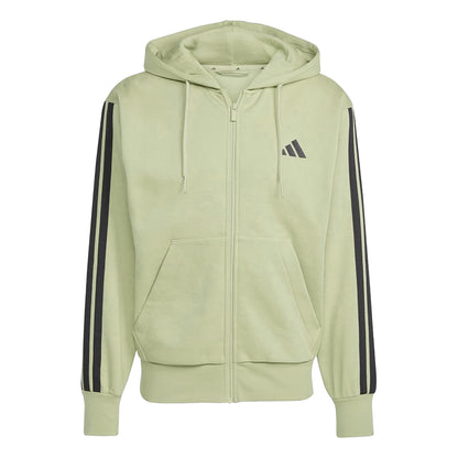Green - Front - Adidas Mens 3S Cotton Blend Full Zip Hoodie