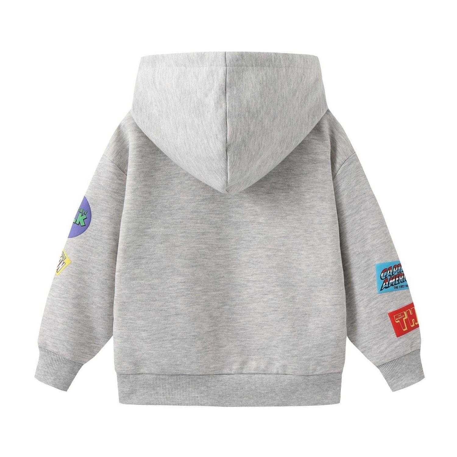 Grey - Back - Marvel Comics Childrens-Kids Fleece Lined Pullover Hoodie