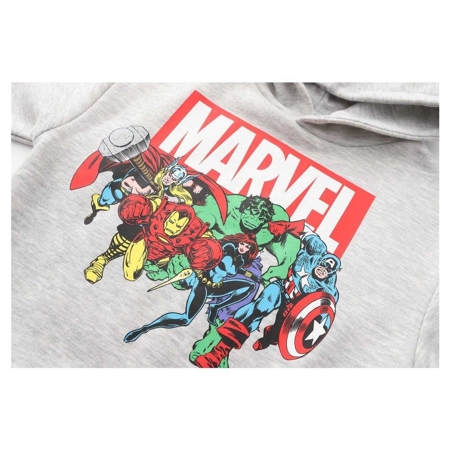 Grey - Side - Marvel Comics Childrens-Kids Fleece Lined Pullover Hoodie