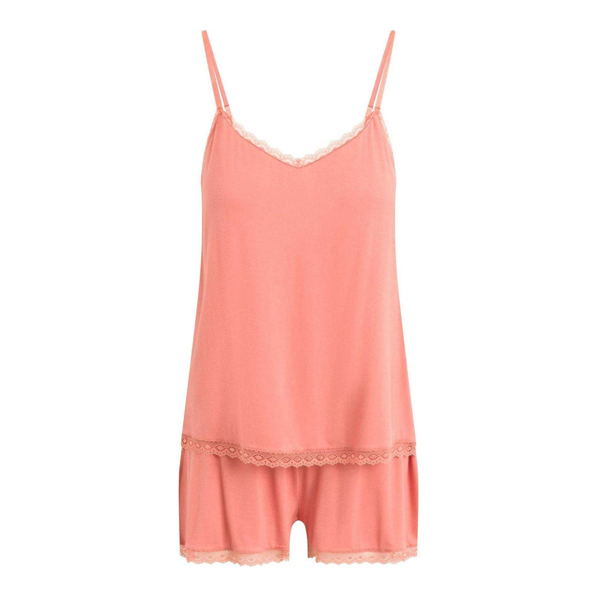 Rose - Front - CCDK Copenhagen Womens-Ladies Kendall Lace Short Pyjama Set