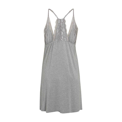 Grey Melange - Back - CCDK Copenhagen Womens-Ladies Frida Lace Nightdress