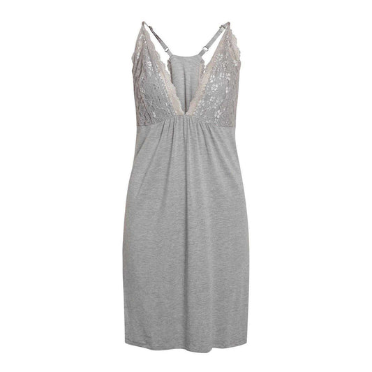 Grey Melange - Front - CCDK Copenhagen Womens-Ladies Frida Lace Nightdress