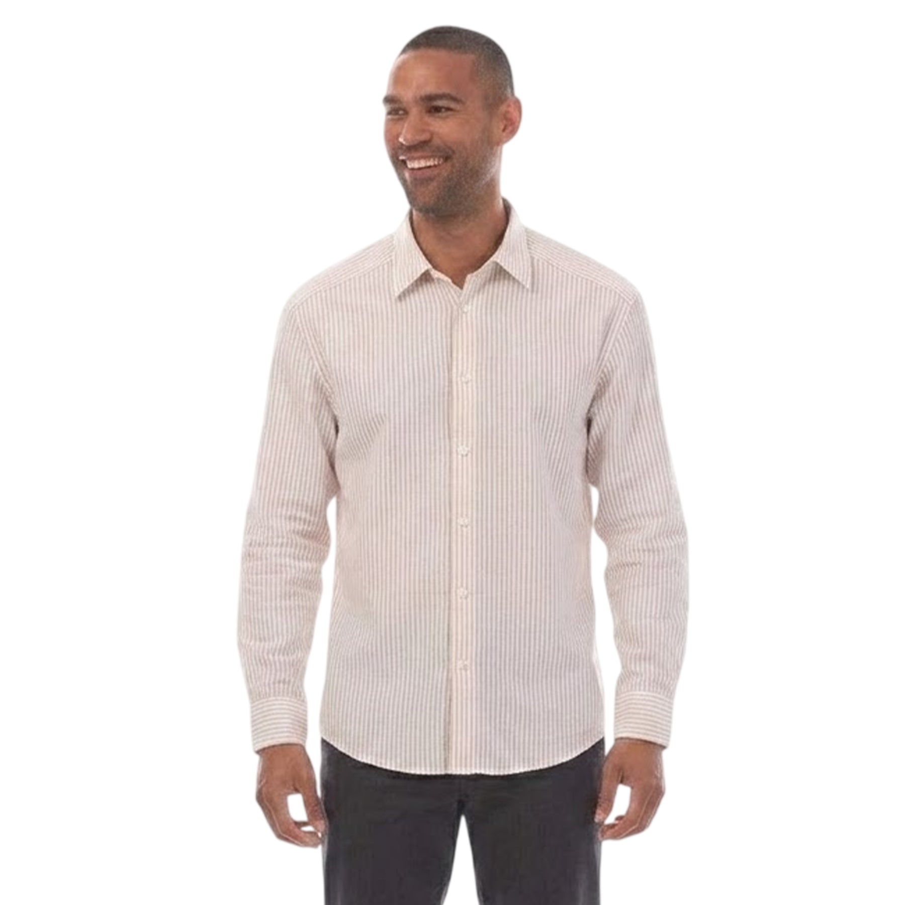 White - Front - Boss Mens C-Cole Narrow Stripe Shirt