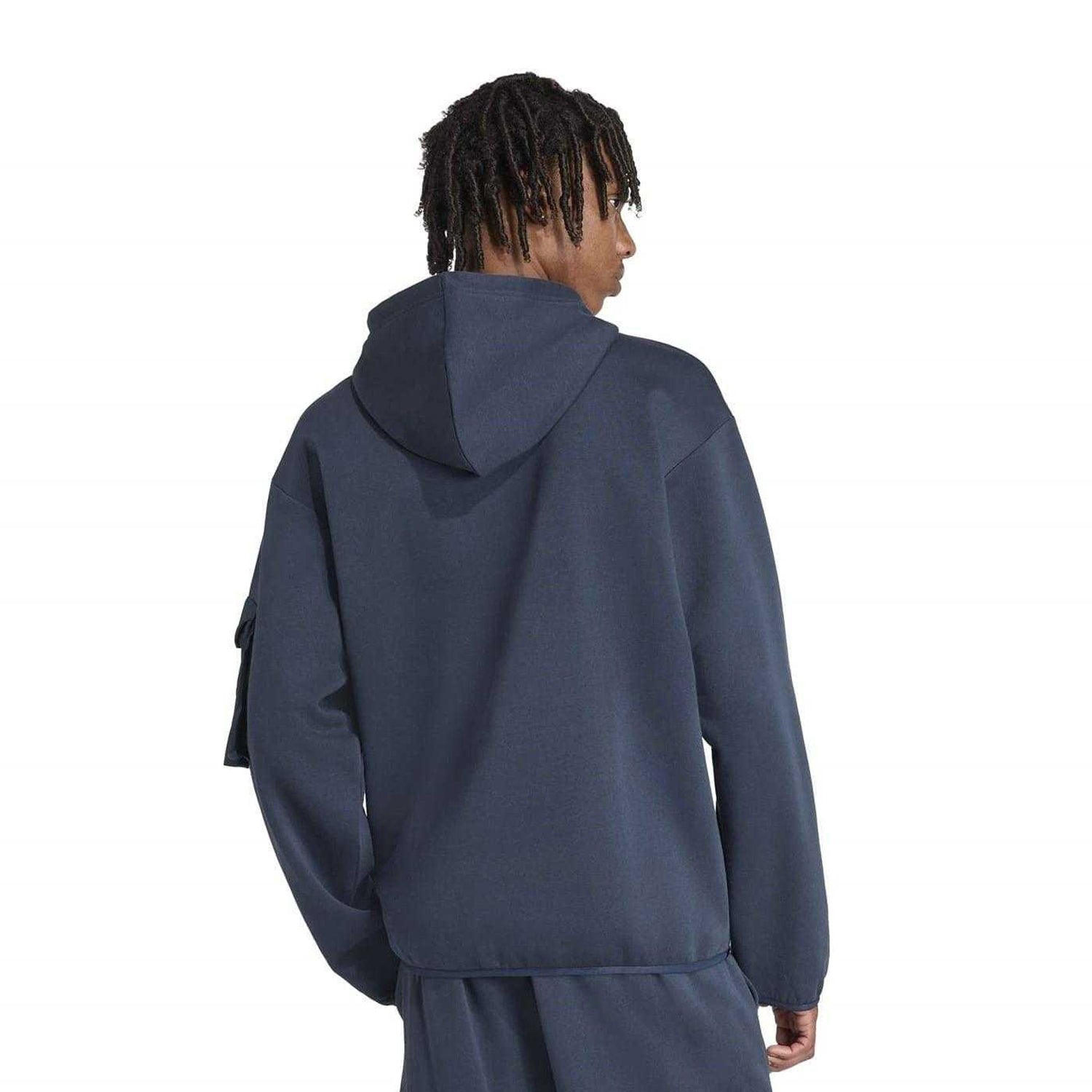 Navy - Back - Adidas Mens Utility Logo Hoodie