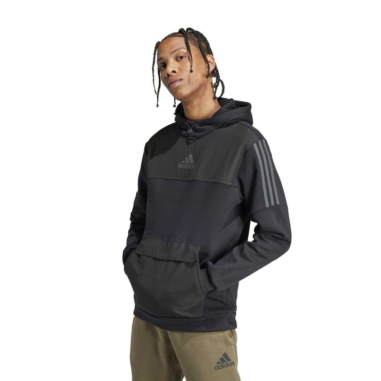 Black - Side - Adidas Mens Utility Logo Hoodie