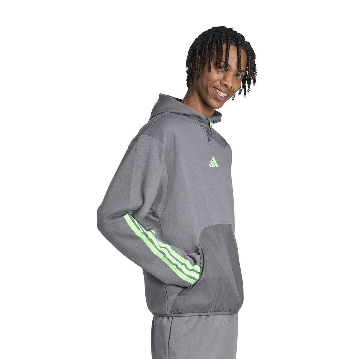 Carbon - Side - Adidas Mens Utility Logo Hoodie