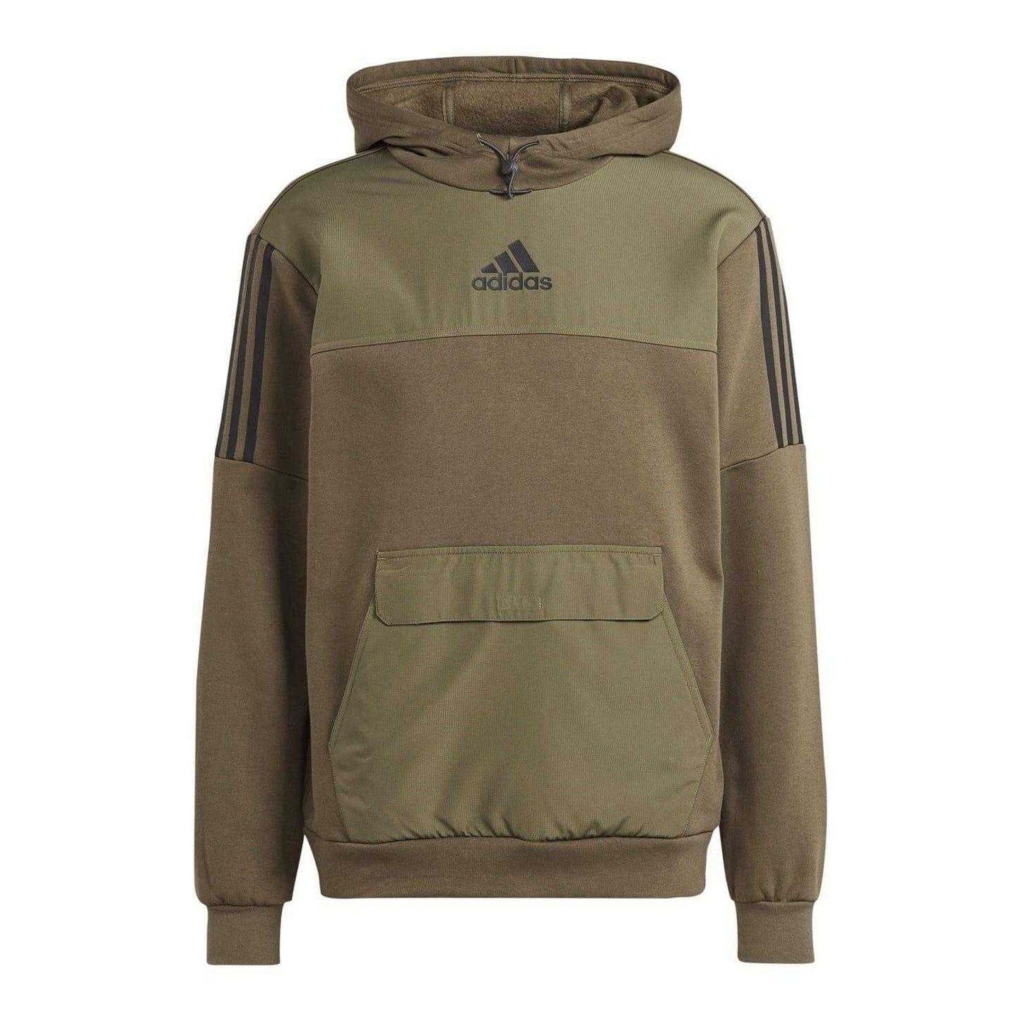 Khaki - Front - Adidas Mens Utility Logo Hoodie