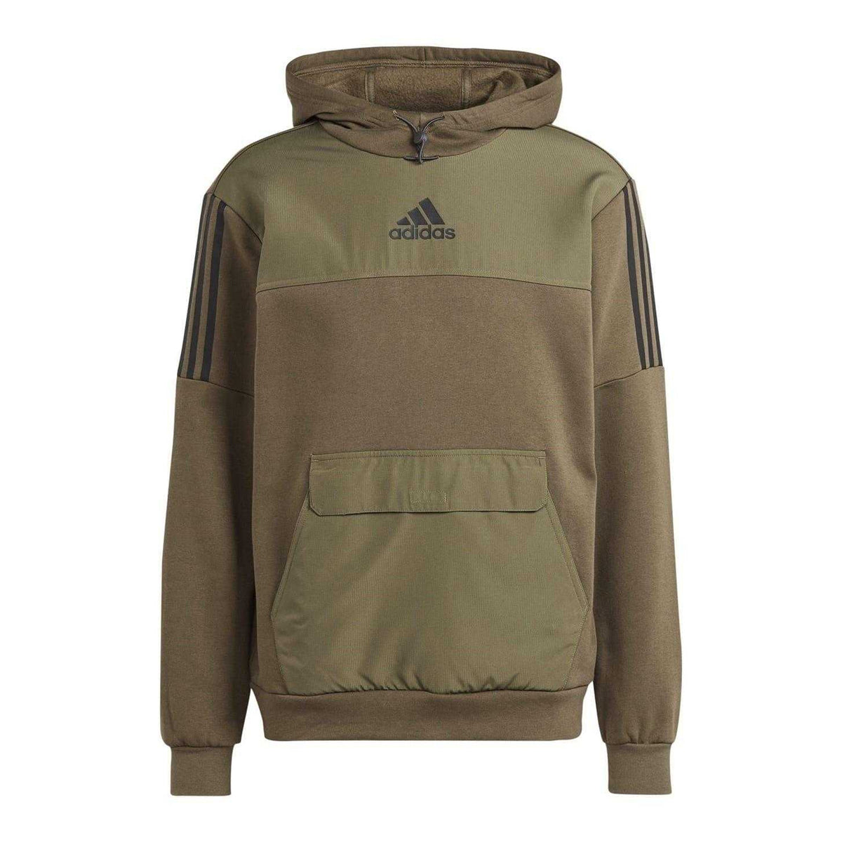 Khaki - Front - Adidas Mens Utility Logo Hoodie