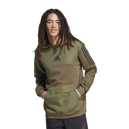 Khaki - Side - Adidas Mens Utility Logo Hoodie