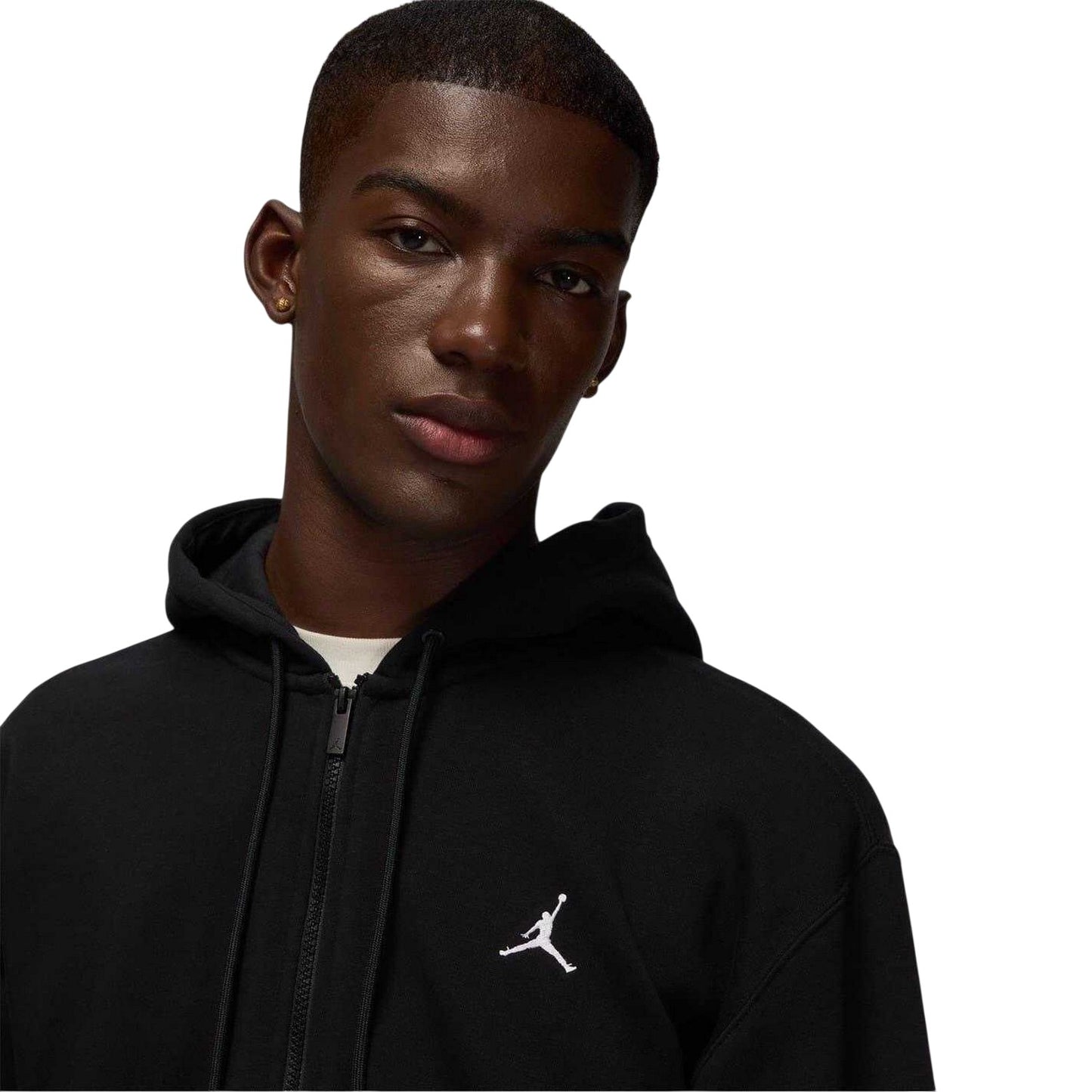 Black-White - Side - Nike Mens Air jordan Essentials Fleece Full Zip Hoodie
