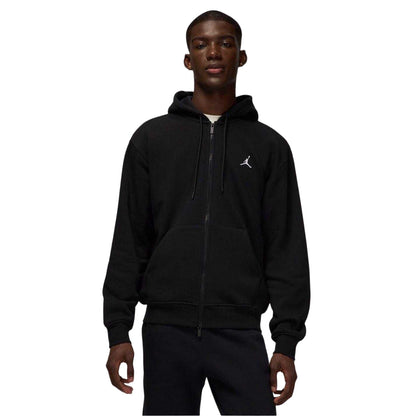 Black-White - Front - Nike Mens Air jordan Essentials Fleece Full Zip Hoodie
