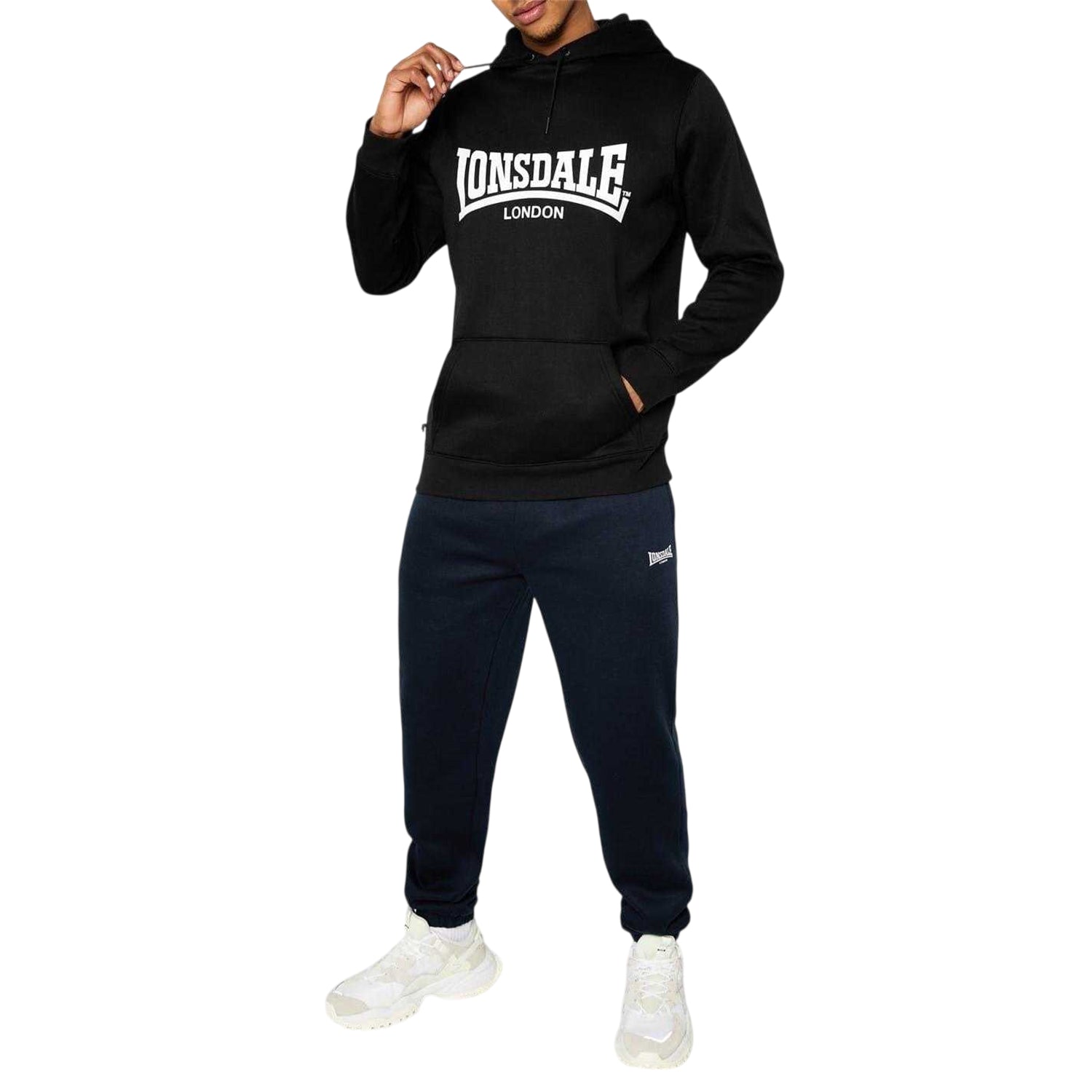 Black - Side - Lonsdale Mens Essential Oth Hoodie