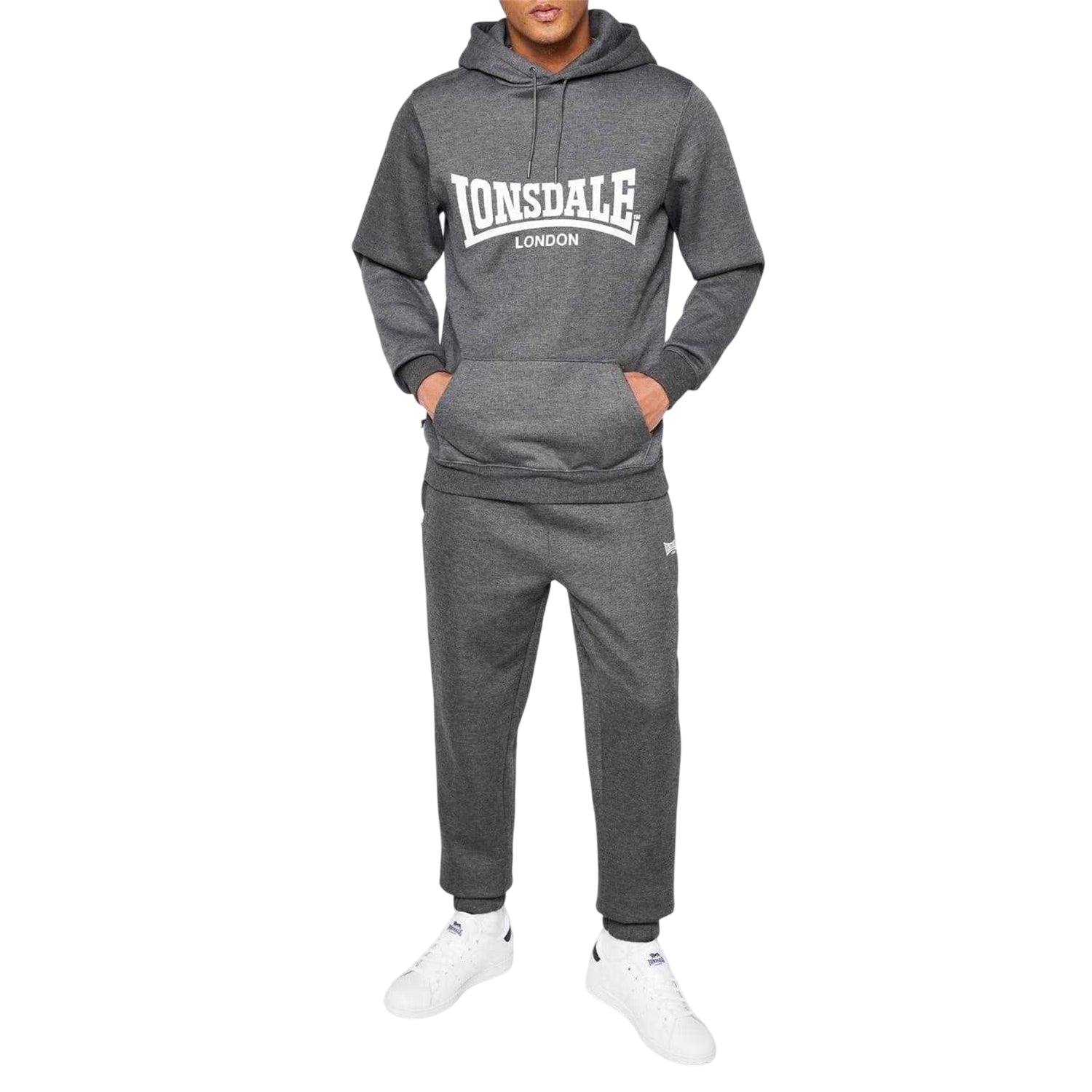 Charcoal Marl - Side - Lonsdale Mens Essential Oth Hoodie
