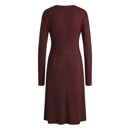 Burgundy - Back - Boss Womens-Ladies Ettita V Neck Regular Midi Dress