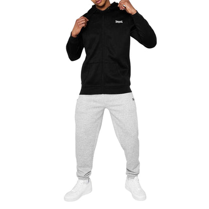 Black - Side - Lonsdale Mens Essential Regular Full Zip Hoodie